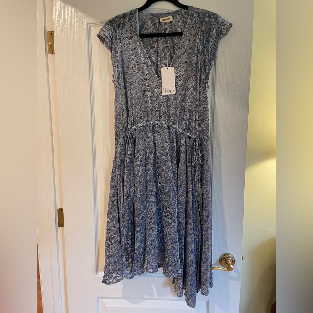 Zadig & Voltaire NWT Rozane Velours Dress Blue Velvet Burn-out